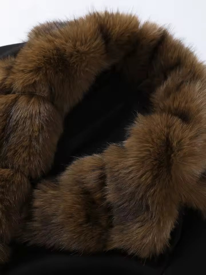 Fur-collared coat
