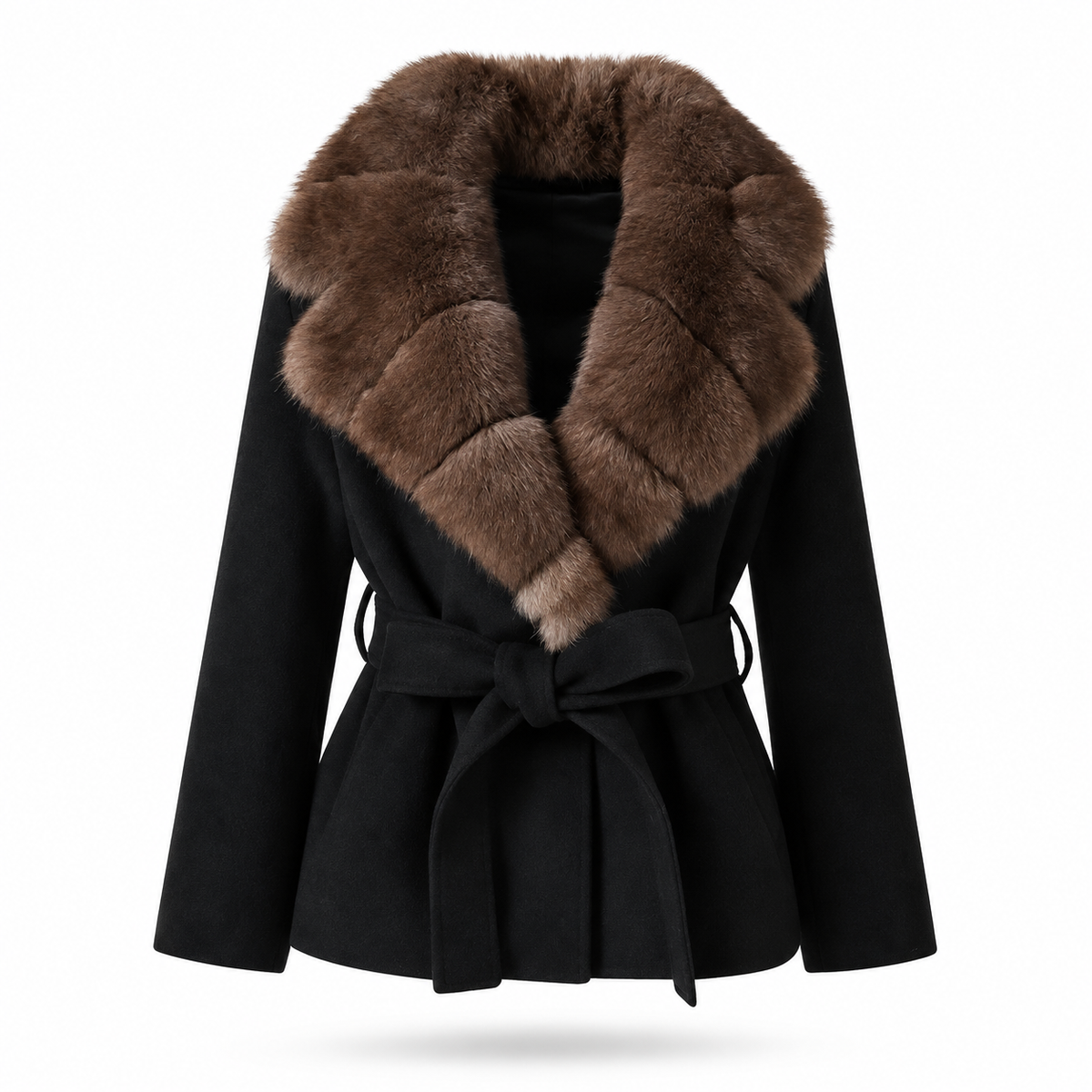 Fur-collared coat