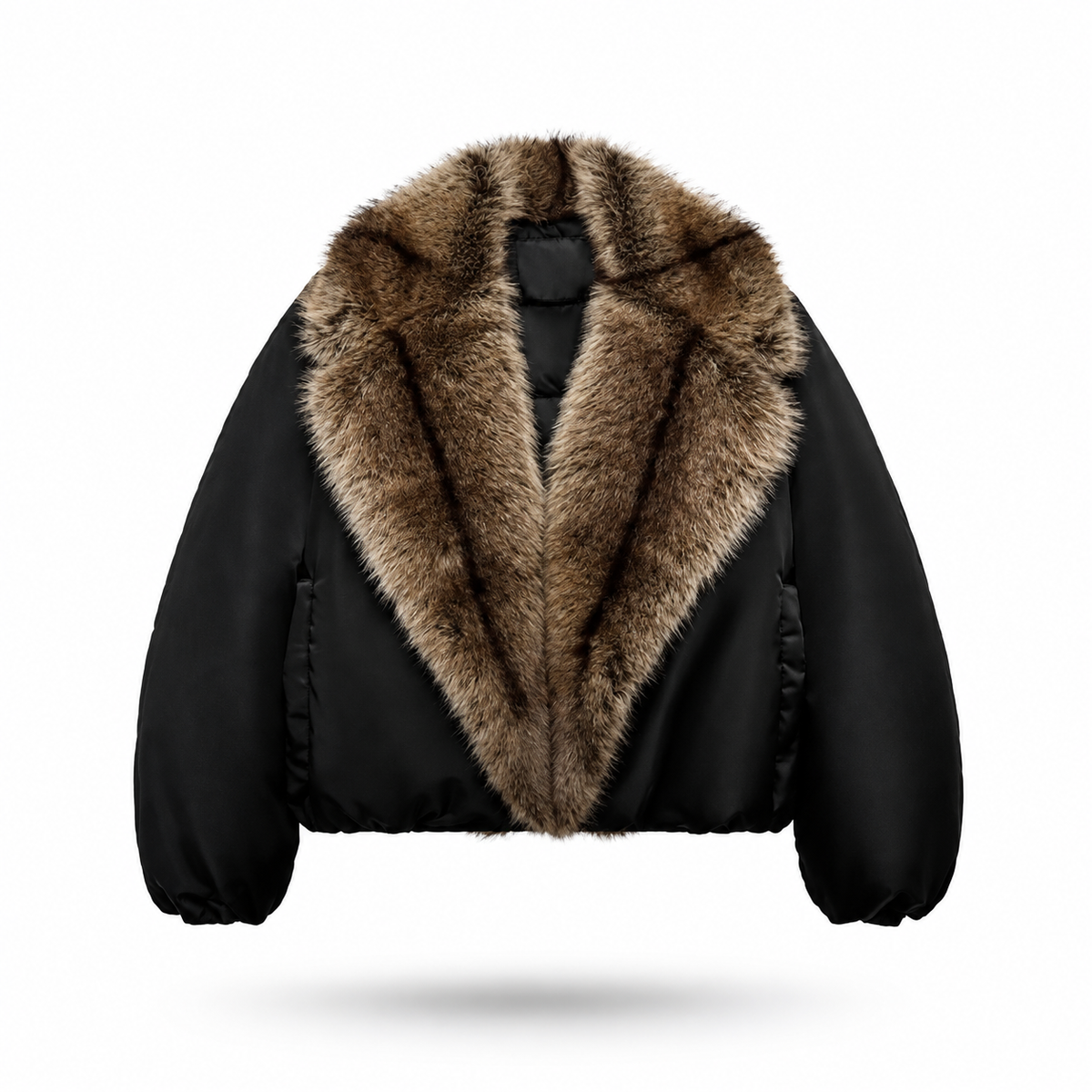 Fur-collared puffer jacket