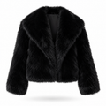 BLACK Faux fur coat