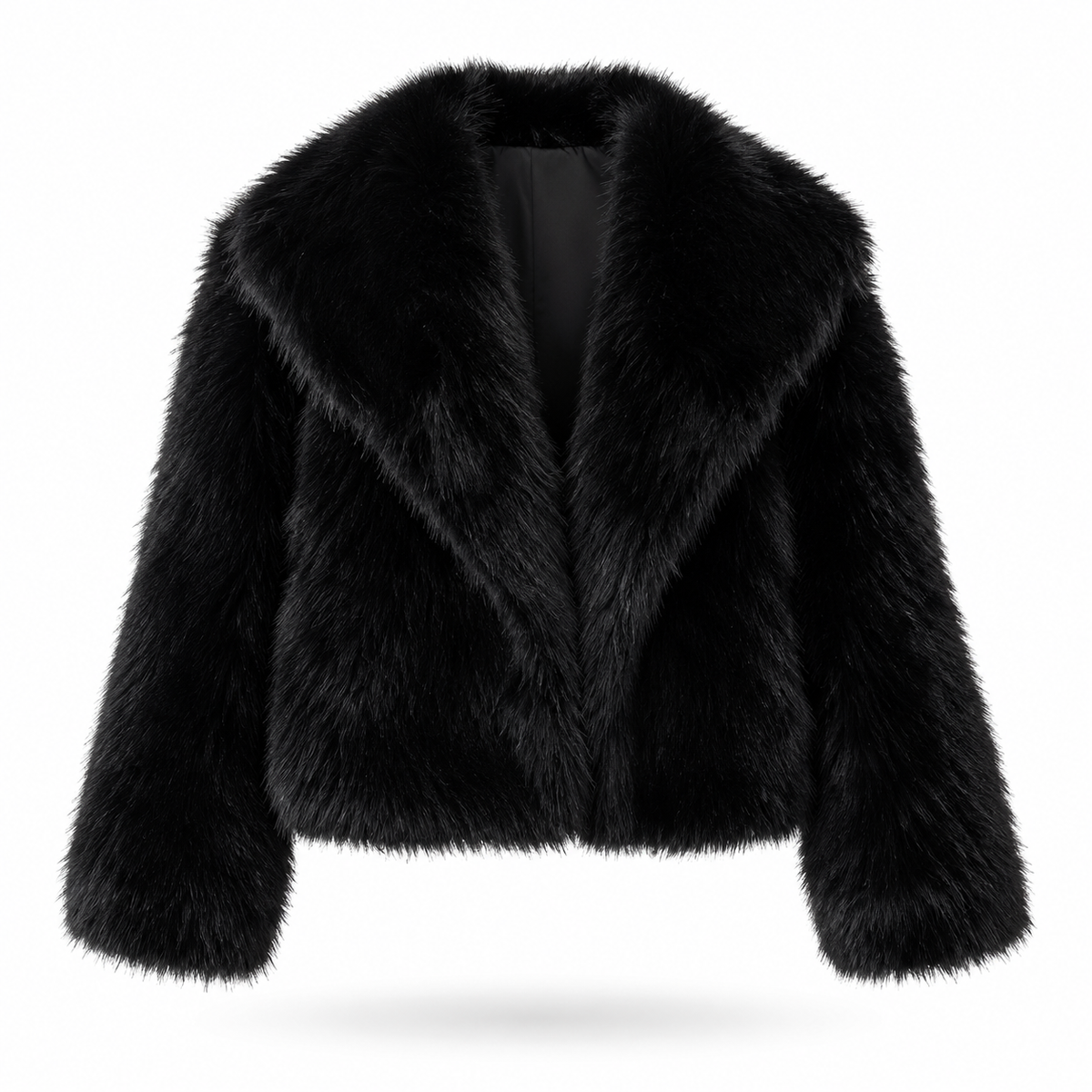 BLACK Faux fur coat